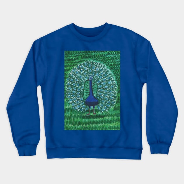 Gorgeous Peacock Crewneck Sweatshirt by Mila-Ola_Art